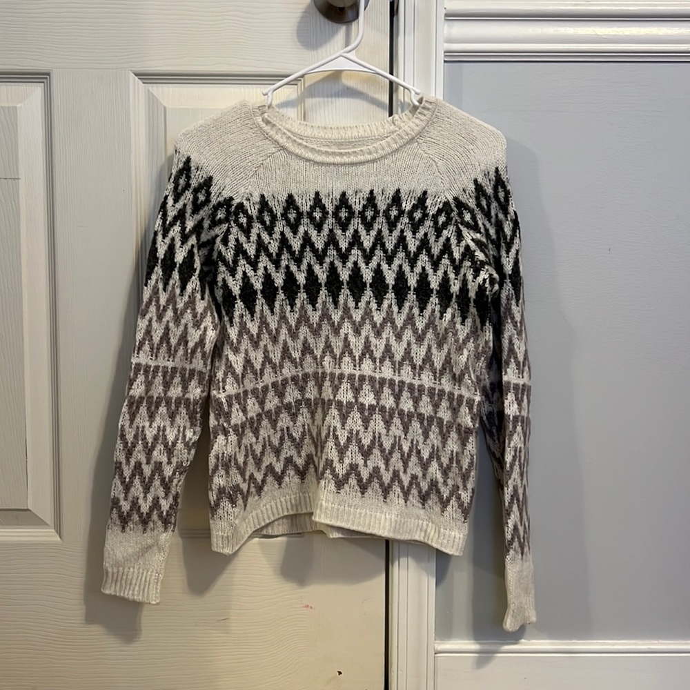 loft petite white & grey sweater